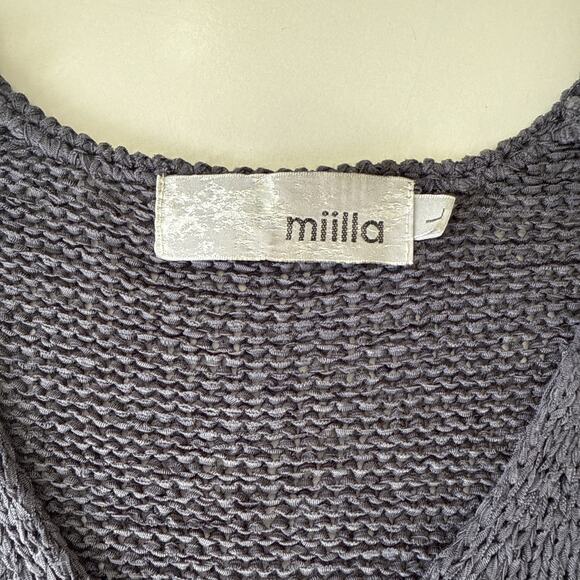 Miilla Knit Tunic Mini Dress Gray Boho Festival Chic Fringed Sleeves Women's L - Picture 9 of 12